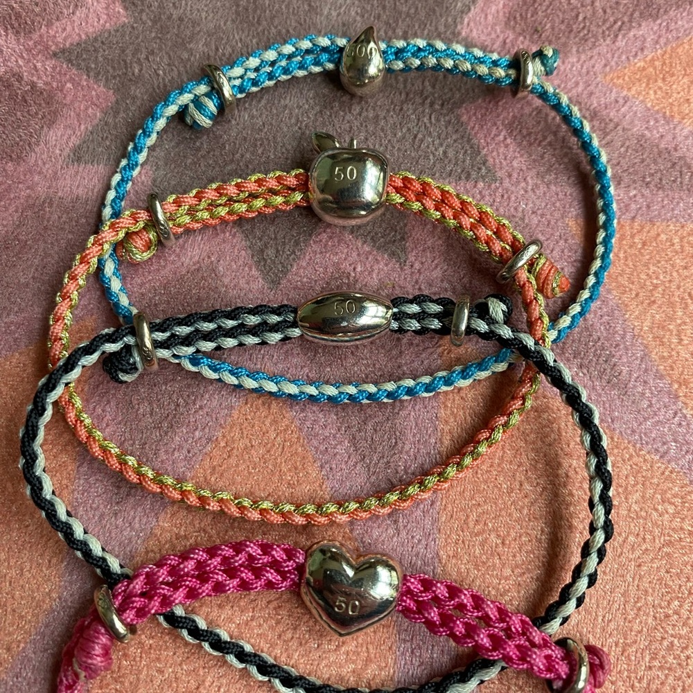 Links of London Feed 925 Sterling Silver Charity Cord Bracelets, Rare, preloved